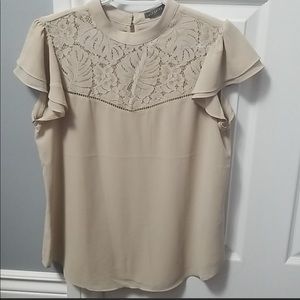 Chiffon flutter sleeve blouse.